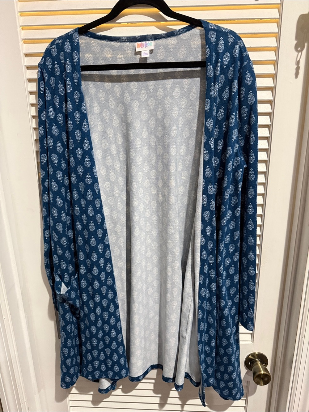 LuLaRoe Light Blue Patterned Open Cardigan